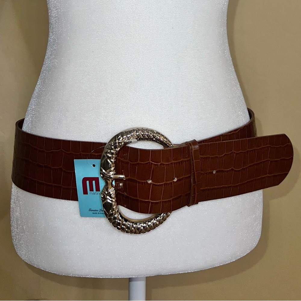 Martina Mori Made Leather Wide Belt Brown Size Large